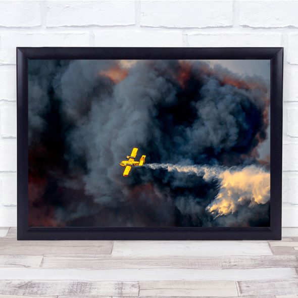 Action Disaster Smoke Rescue Fire Forest Clouds Sky Airplane Wall Art Print