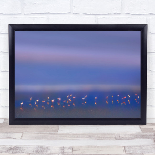 Aerial Kenya Flamingo Water Lake Pastel Colour Wildlife Bird Wall Art Print