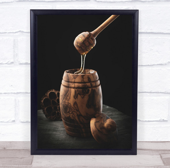 Honey Kitchen Food Transparent Wooden Rustic Still Life Dark Wall Art Print