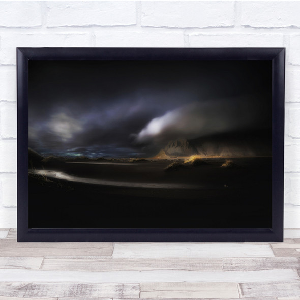 Iceland Seascape Autumn Dingemansst Mountains Sundown Nature Wall Art Print