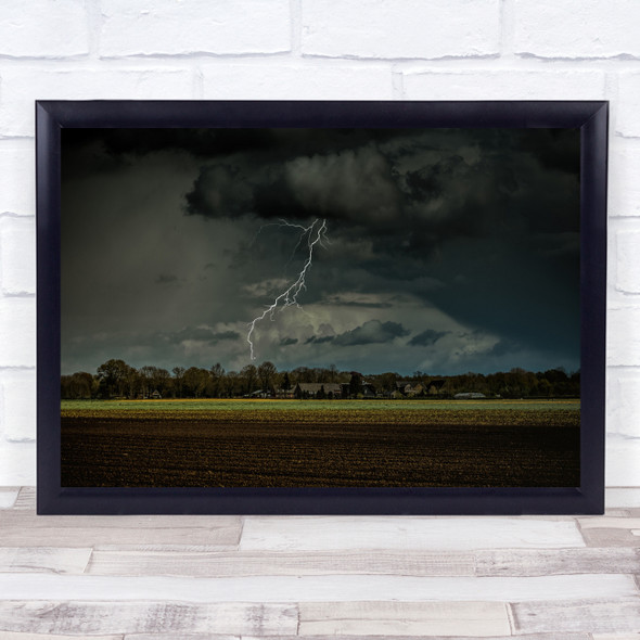 Landscape Fields Thunder Lightning Storm Clouds Sky Dramatic Wall Art Print