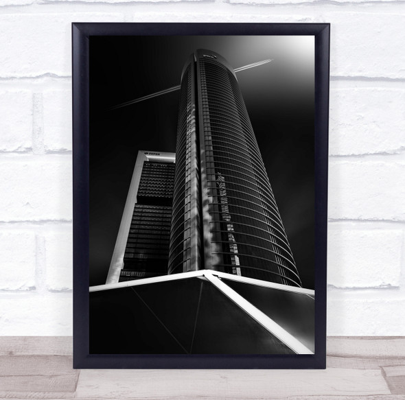 Madrid Tower Business Area Architecture Airplane From To Sky Wall Art Print