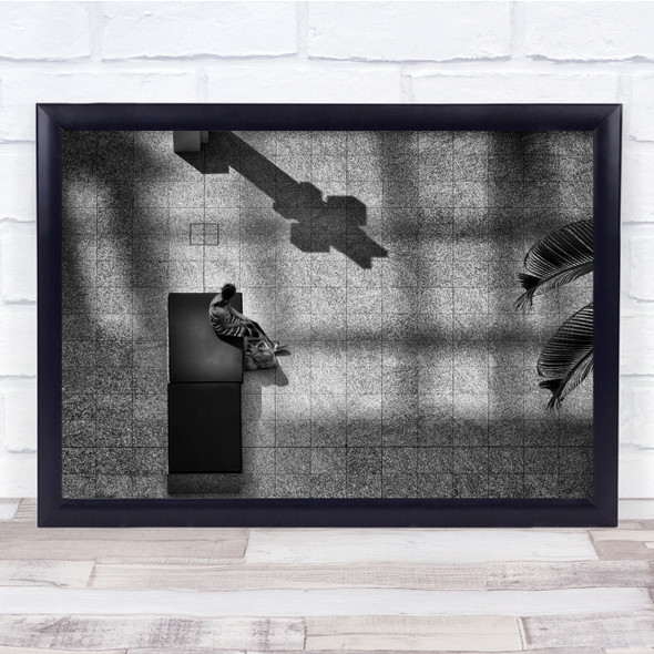 Person Street Shadow Sitting Grid Above Waiting Floor Ground Wall Art Print