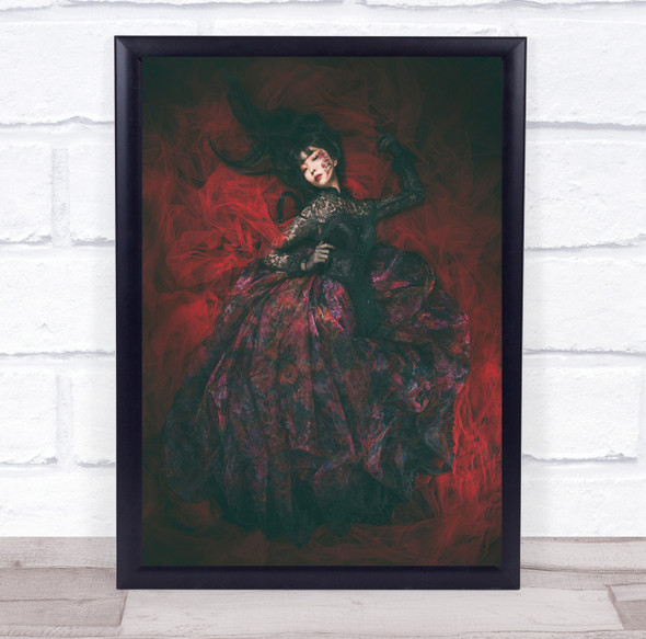 Portrait Girl Model Woman Red Dress Fashion Japan Asia Asian Wall Art Print