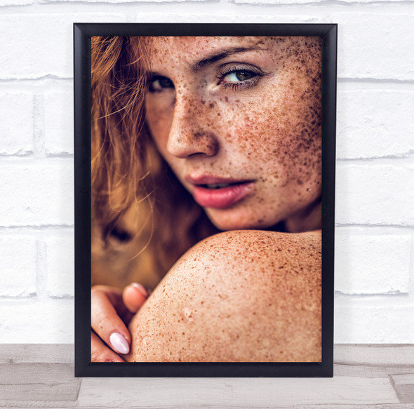 Portrait Woman Girl Face Freckles Colour Eyes Hair Body Mood Wall Art Print