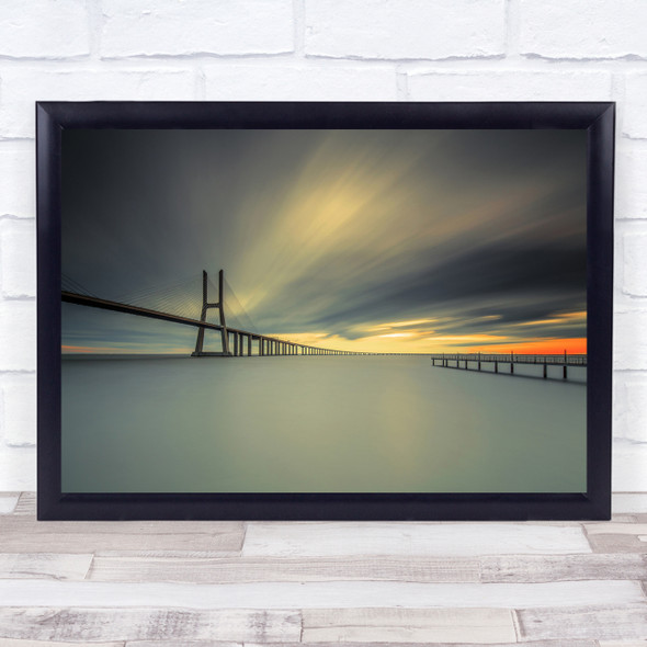 Portugal Lisbon Bridge Sunrise Pontevascodagama A New Day In Wall Art Print