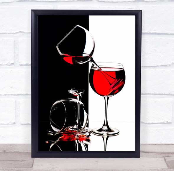 Red Still Life Brake Broken Balance Wine Glass Graphic Shard Wall Art Print