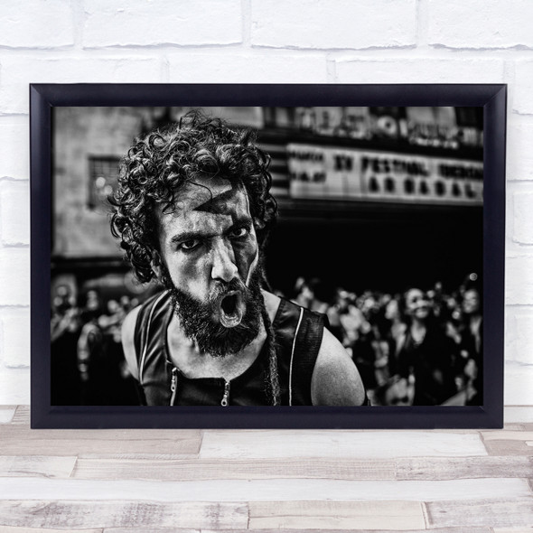 Street Man People Colombia Feeling Roar Cry Mouth Discussion Wall Art Print