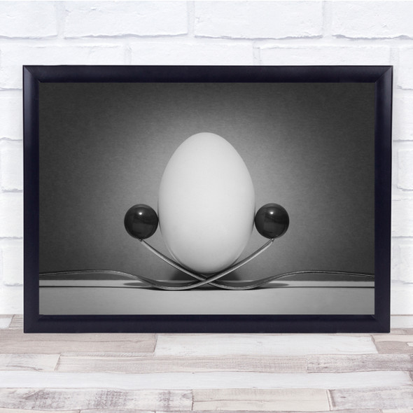 Balance Egg black and white Fork Cutlery Opposition Still Life Balls Print