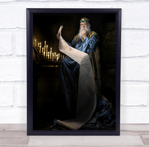 Painting Old Portrait Wise Man scripture candles Dark Legendary Myth Print