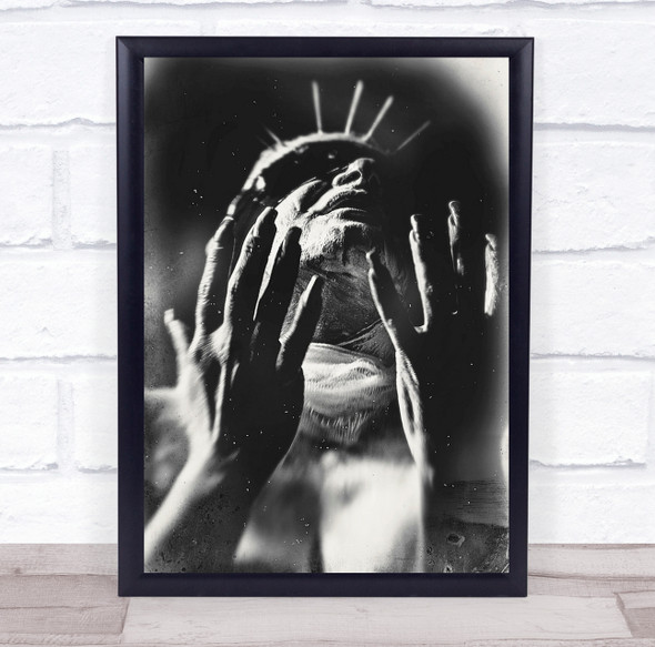 Portrait Face Nails Hands Black & White Black And White Gloria Crown Print