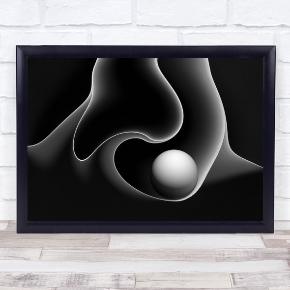 Abstract Folds Paper Curves Ball Sphere Light Dark Contrast Wall Art Print