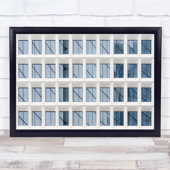 Architecture Abstract Lines Building Windows Diagonals Bleu Wall Art Print