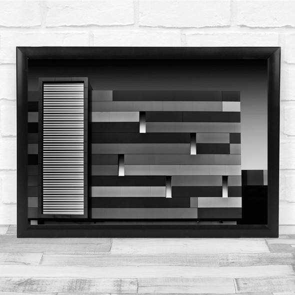 Architecture Building Black & White Graphic Geometry Shapes Wall Art Print