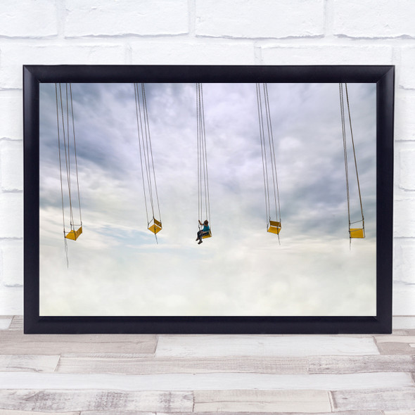 Carousel Fair Clouds Sky Speed Funfair Amusement Park Swing Wall Art Print