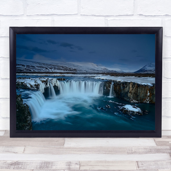 Godafoss Waterfall Iceland Dawn Water River Landscape Power Wall Art Print