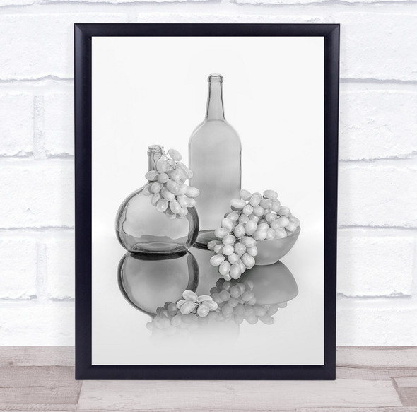 Grapes Fruit Bottle High Key High-Key Bowl Bowls Still Life Wall Art Print