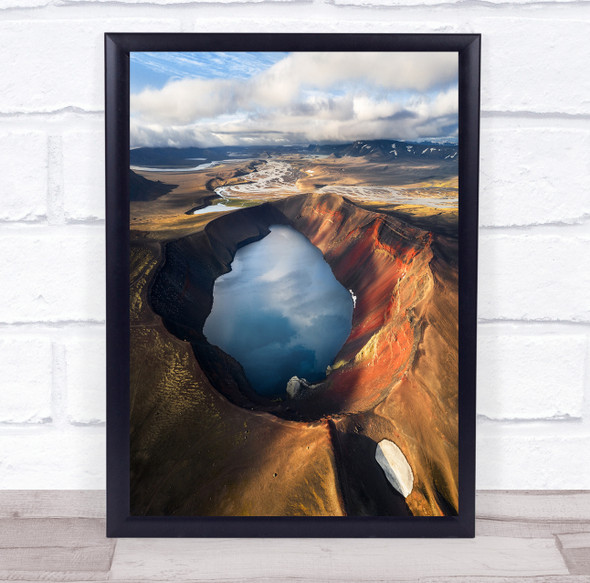Landscape Landscapes Iceland Drone Above Aerial Perspective Wall Art Print