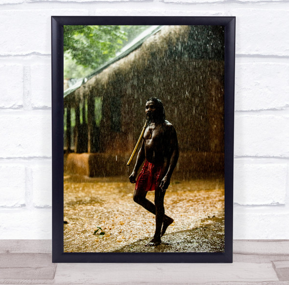 Our Way To Sri Lanka African man walking topless instrument Wall Art Print