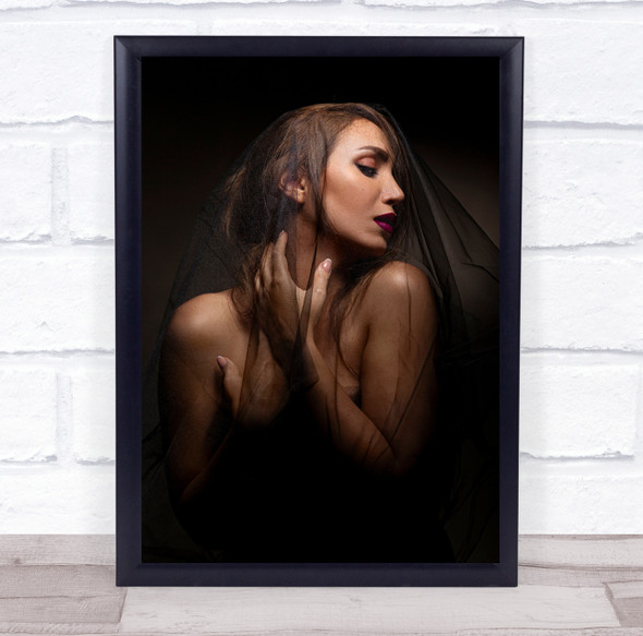 Portrait Girl Model Woman Veil Passion Mood Emotion Feeling Wall Art Print