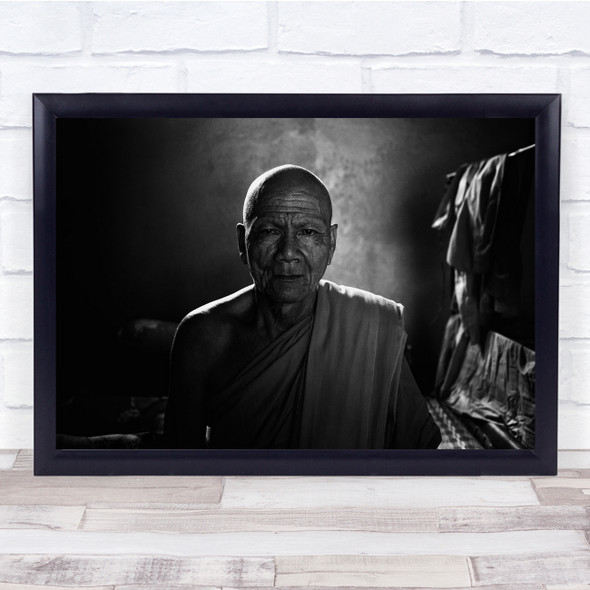 Portrait Monk Practice Asceticism Street Cambodia Siem Reap Wall Art Print