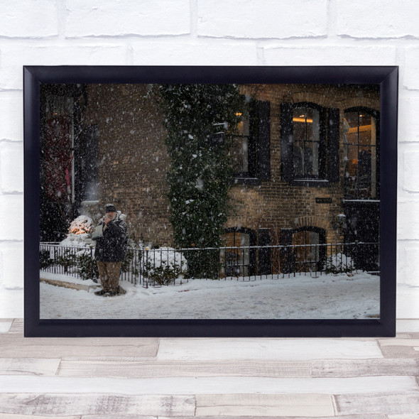 Poverty Homeless Begging Street Snow Contrast Juxtaposition Wall Art Print