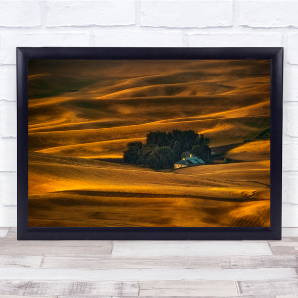 Rolling Hills Wheat Field Agriculture Landscape Countryside Wall Art Print