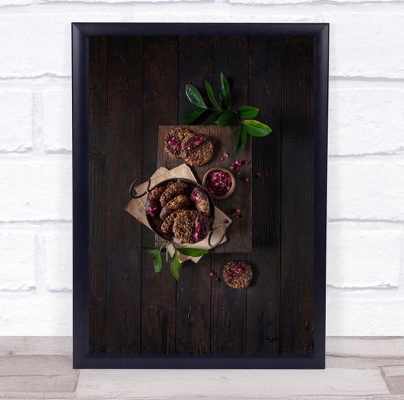 Still Life Cutting Board Rustic Food Cookies Cookie Biscuit Wall Art Print
