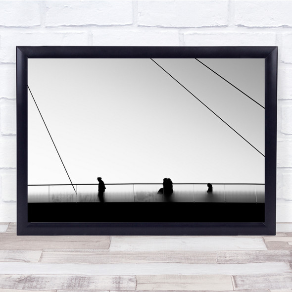The Cycle Of Love black and white people silhouette walking Wall Art Print