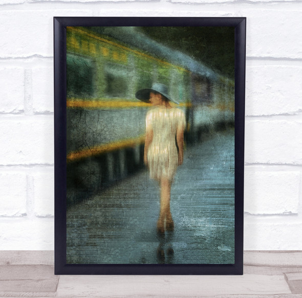 Train station Train Station Woman Hat Weather Mystery Dress Wall Art Print