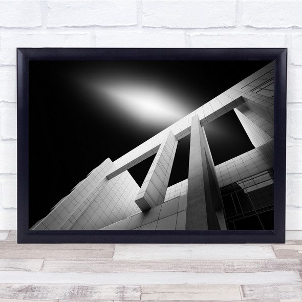 Barcelona Spain Black & White Modern Architecture Art Museum Shapes Print