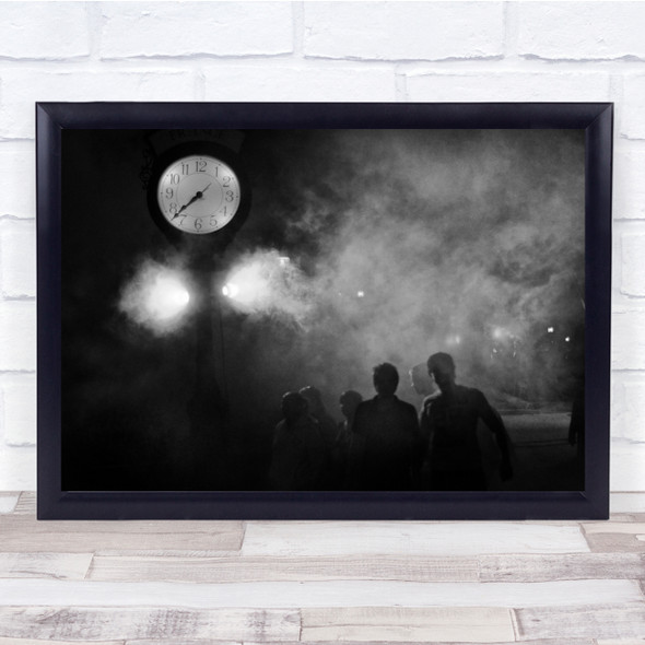Time Clock Watch Smoke Halloween Black & White Street Night Zombies Print