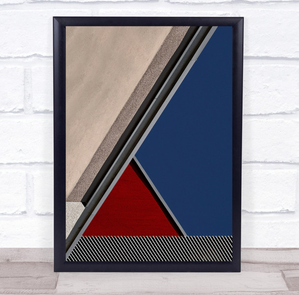 Abstract Geometry Shapes Diagonal Graphic Concrete Balcony Wall Art Print