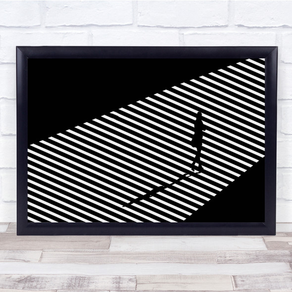 Abstract Stripes Woman Shadow Crosswalk Barcode Silhouette Wall Art Print