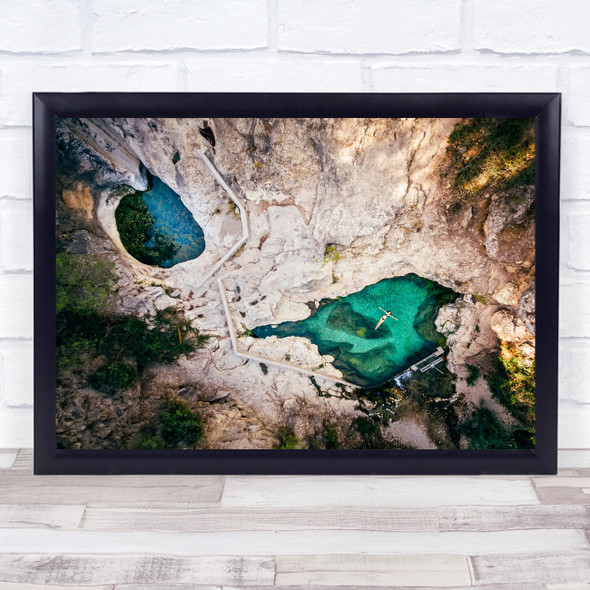Aerial Drone Landscape Above Trees Perspective Person Swim Wall Art Print