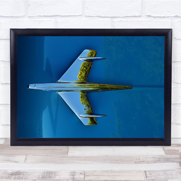 Airplane Blue Metal Still Life Hood Reflection Shiny Plane Wall Art Print