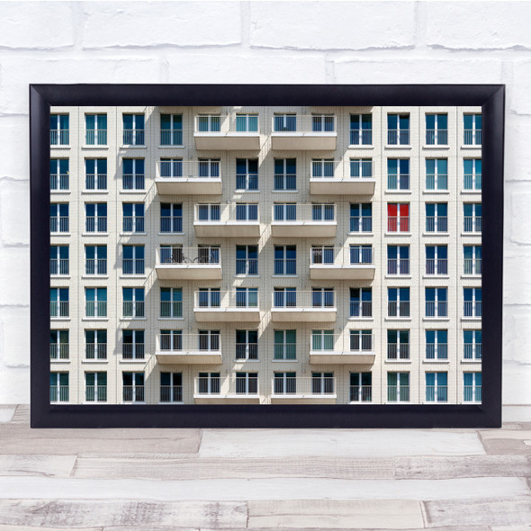 Architecture Building Lines Facade Balconies Windows Bikes Wall Art Print