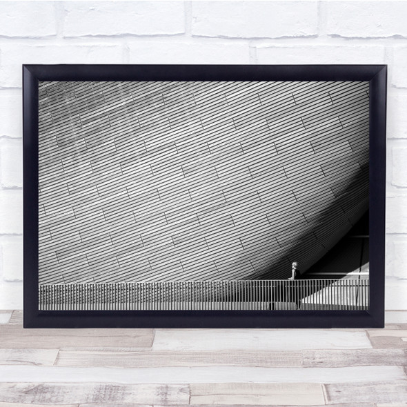 Black & White Architecture Building Fences Person Admiring Wall Art Print