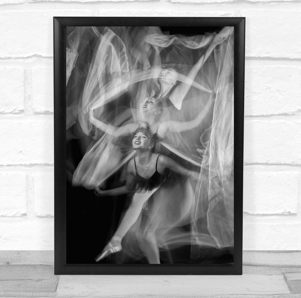 Dance Dancing Performance black and white Ballerina Double Wall Art Print