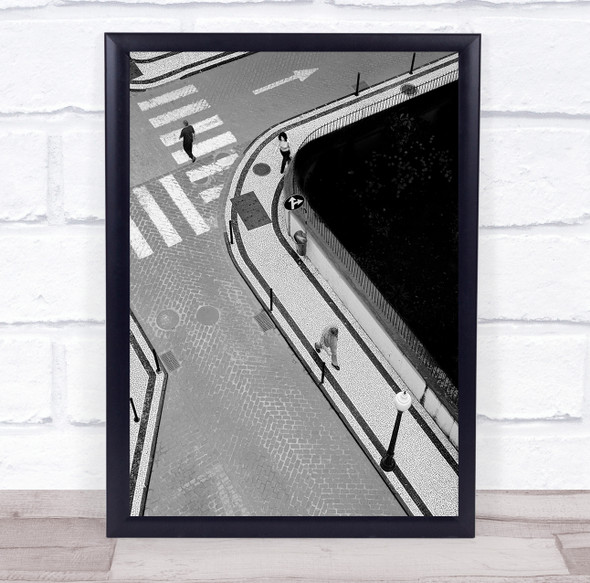 Funchal City Madeira Street Sidewalk Man Men Woman Walking Wall Art Print