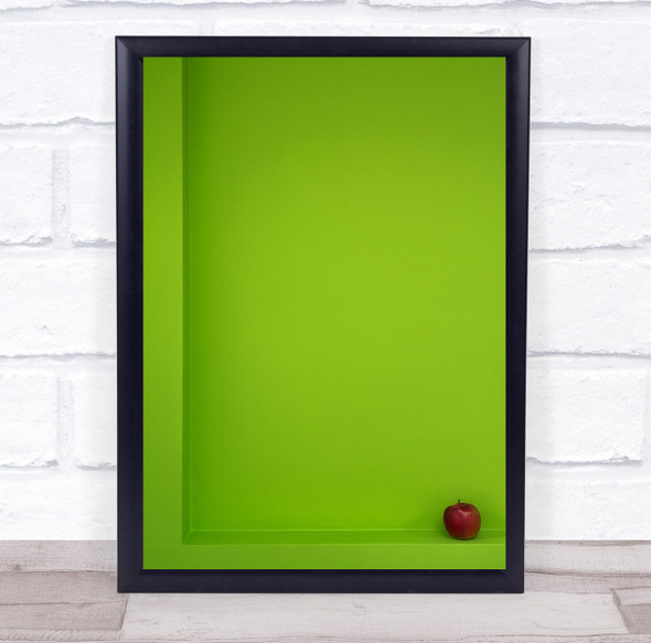Green Apple Red Abstract Minimal Minimalistic Lines Shapes Wall Art Print