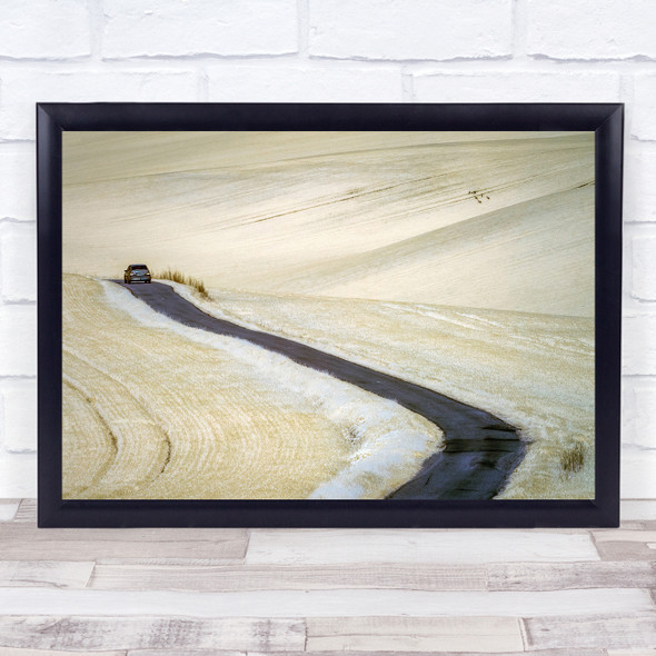 Infrared Moravia Fields White Car Way Road Landscape Field Wall Art Print