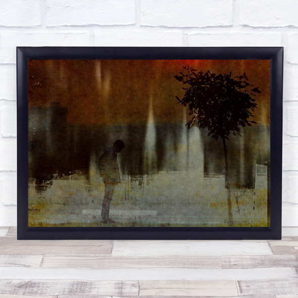 Mood Man Shadow Tree Edited Street Composites Montages Boy Wall Art Print