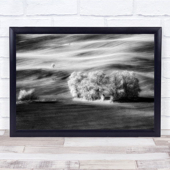 Moravia Landscape Infrared Chapel Czech Republic Hut Field Wall Art Print