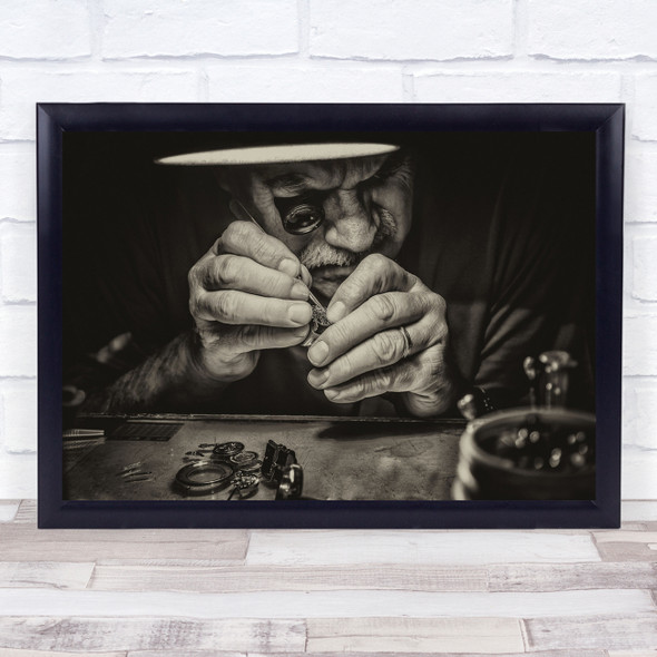 People Man Portrait Work Watchmaker Artisan Handmade Clock Wall Art Print