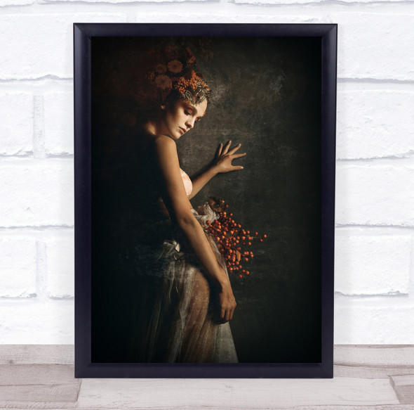 Portrait Girl Model Woman Closed Eyes Creative Edit Silent Wall Art Print