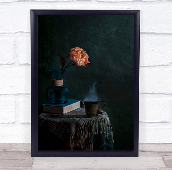 Still Life Cup Mug Tea Steam Hot Warm Flower Flowers Flora Wall Art Print