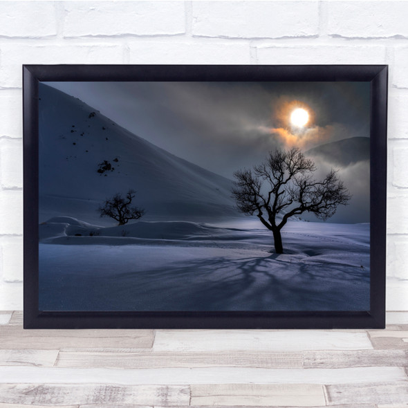 Sun Landscape Winter Snow Cold Frost Frozen Tree Trees Sky Wall Art Print