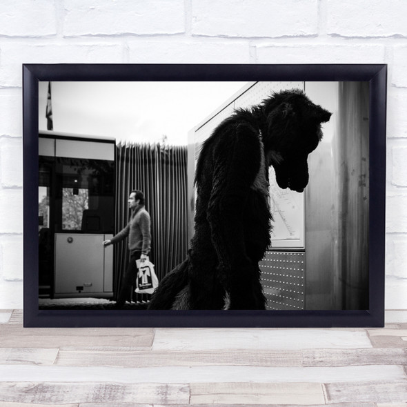 Street Disguise Sad Station Seeking Wolf Sadness Black & White Bus Print
