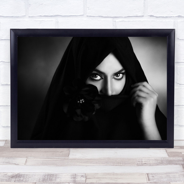 Veil Eyes Mask Black flowers Dark Low Key Low-Key Gaze Intense Shy Print